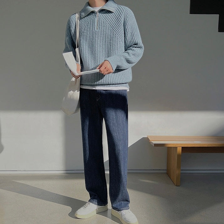 Cazel | Pull Azure à quart de zip