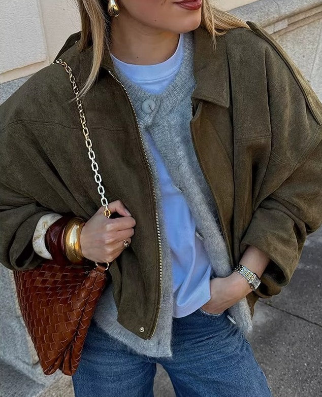 Quintine - Blouson bomber en suède