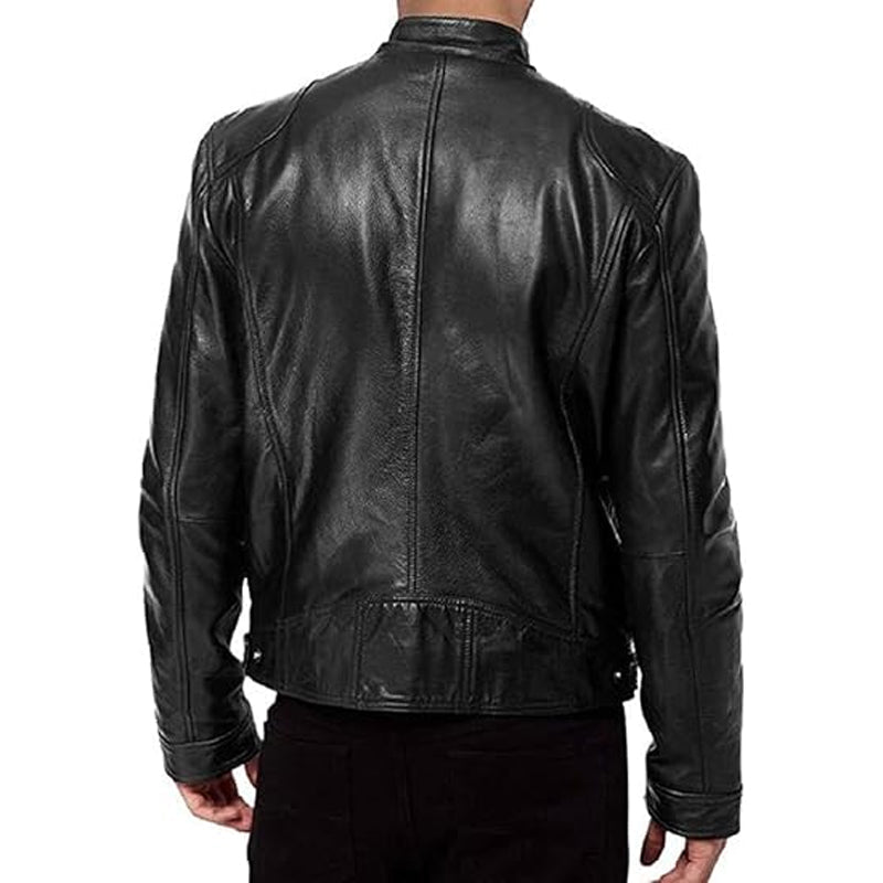 Cazel | Veste en cuir à col montant avec fermeture éclair