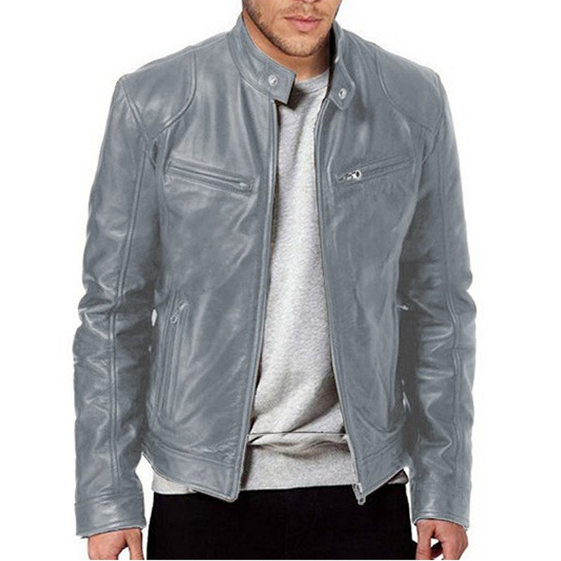 Cazel | Veste en cuir à col montant avec fermeture éclair
