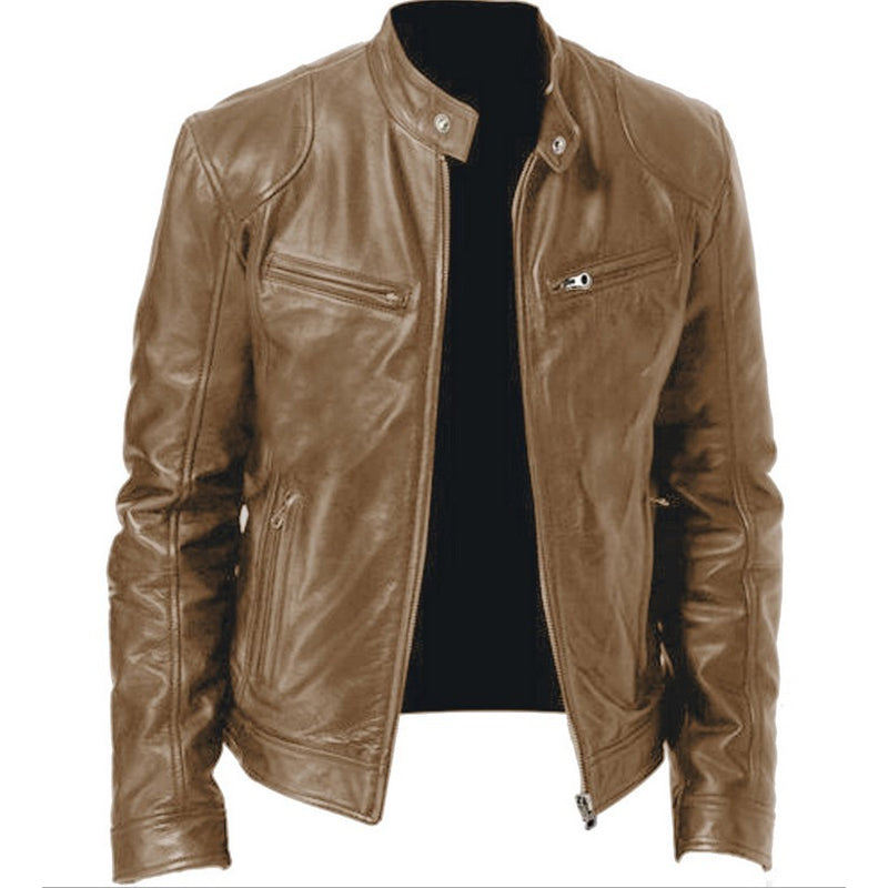 Cazel | Veste en cuir à col montant avec fermeture éclair