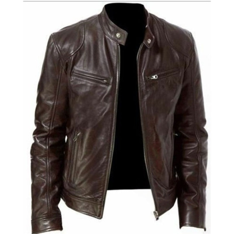 Cazel | Veste en cuir à col montant avec fermeture éclair