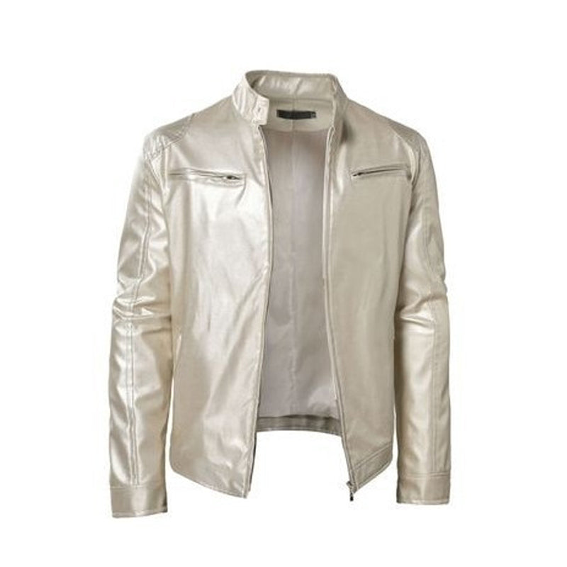 Cazel | Veste en cuir à col montant avec fermeture éclair