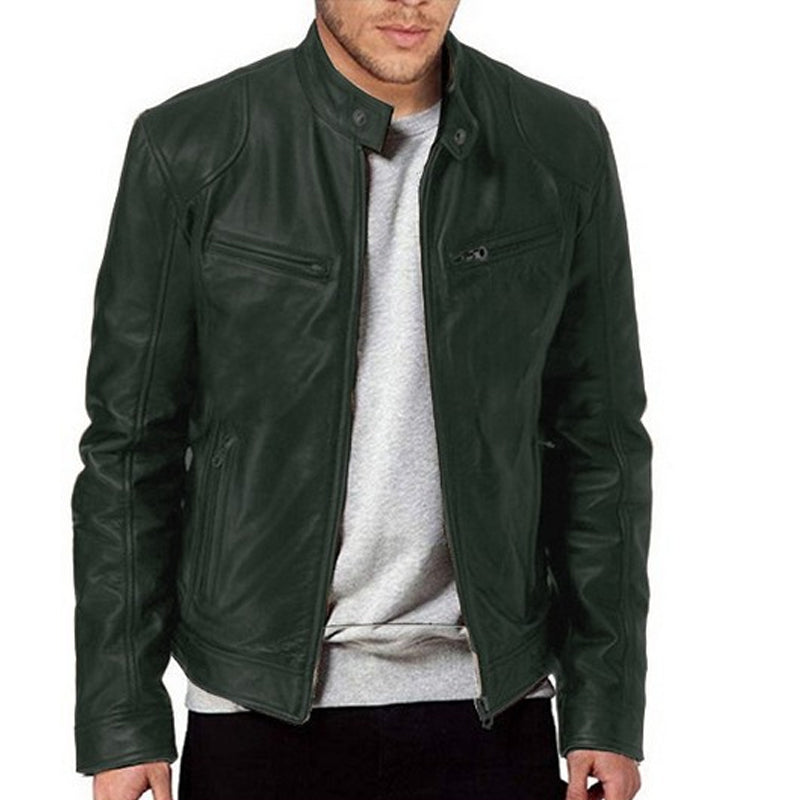 Cazel | Veste en cuir à col montant avec fermeture éclair