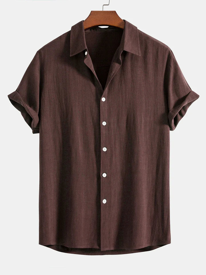 Lenoir™ | Ensemble chemise en mélange de lin et pantalon droit
