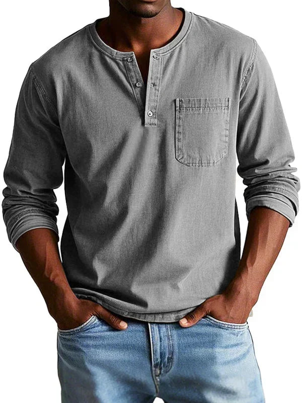Cazel | T-shirt Henley décontracté à manches longues