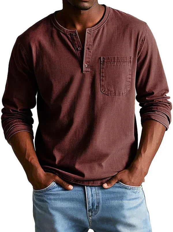 Cazel | T-shirt Henley décontracté à manches longues