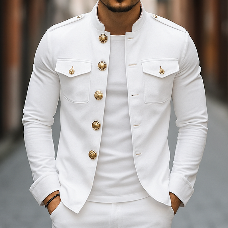Lenoir™ | Veste vintage décontractée à col montant et boutons pour homme