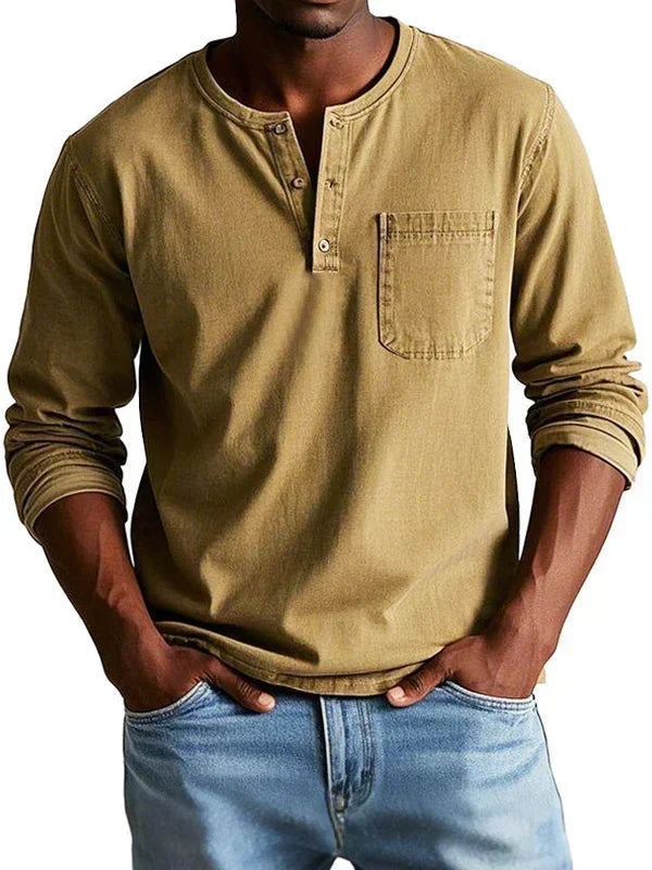 Cazel | T-shirt Henley décontracté à manches longues