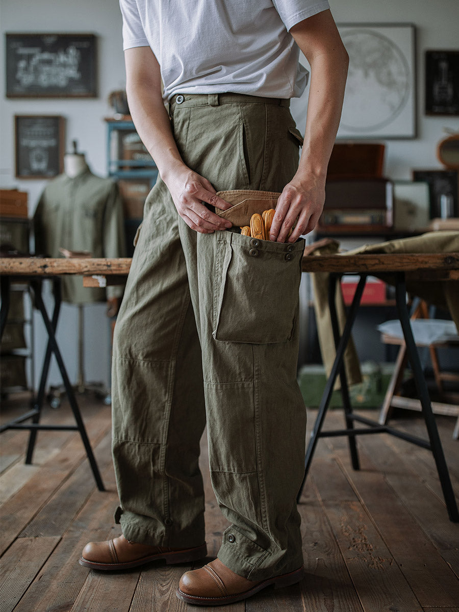 Lenoir™ | Pantalon militaire M-47 en tissu chevron
