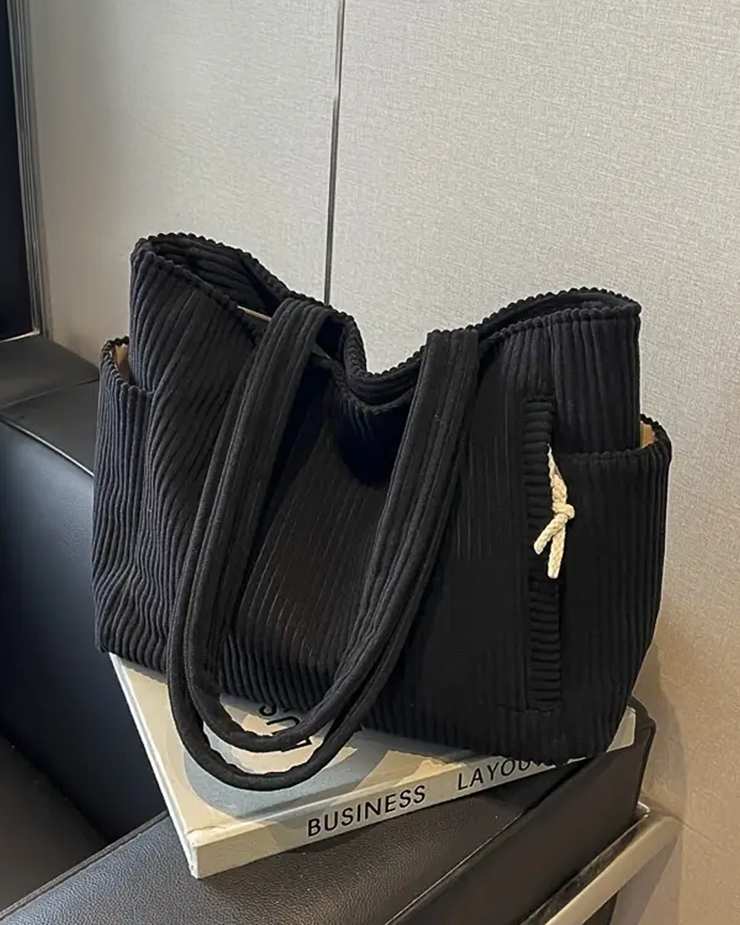Lenoir™ | Sac cabas côtelé avec cordon de serrage