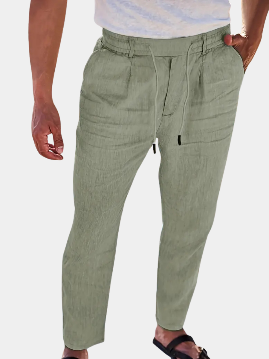 Cazel | Pantalon large en lin avec cordon de serrage