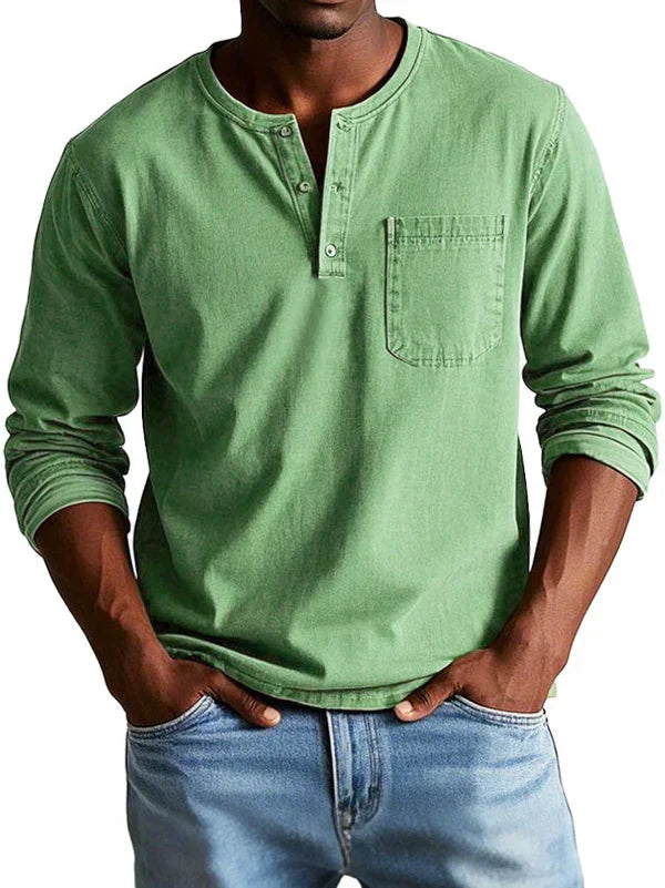 Cazel | T-shirt Henley décontracté à manches longues