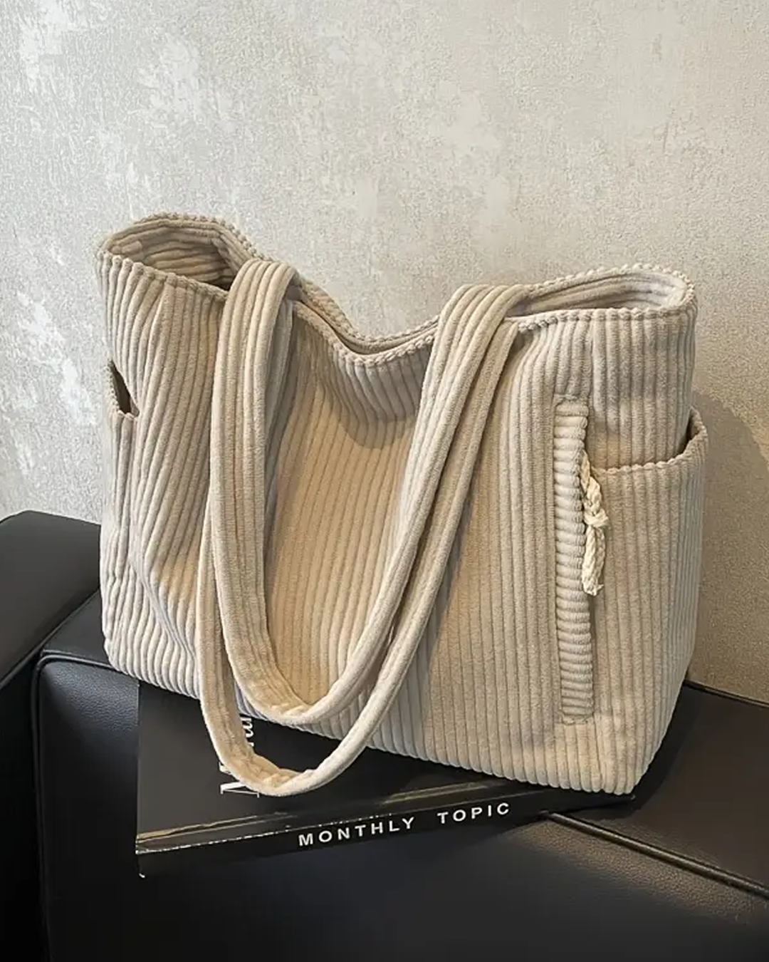 Lenoir™ | Sac cabas côtelé avec cordon de serrage