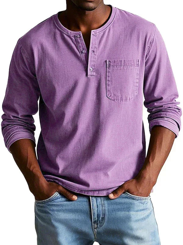 Cazel | T-shirt Henley décontracté à manches longues