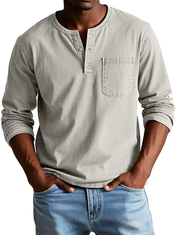 Cazel | T-shirt Henley décontracté à manches longues
