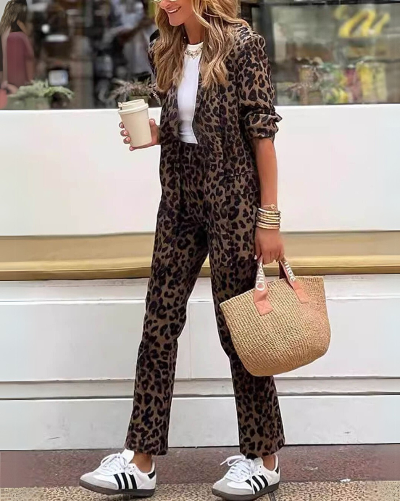 Lenoir™ | Ensemble robe et pantalon avec imprimé léopard