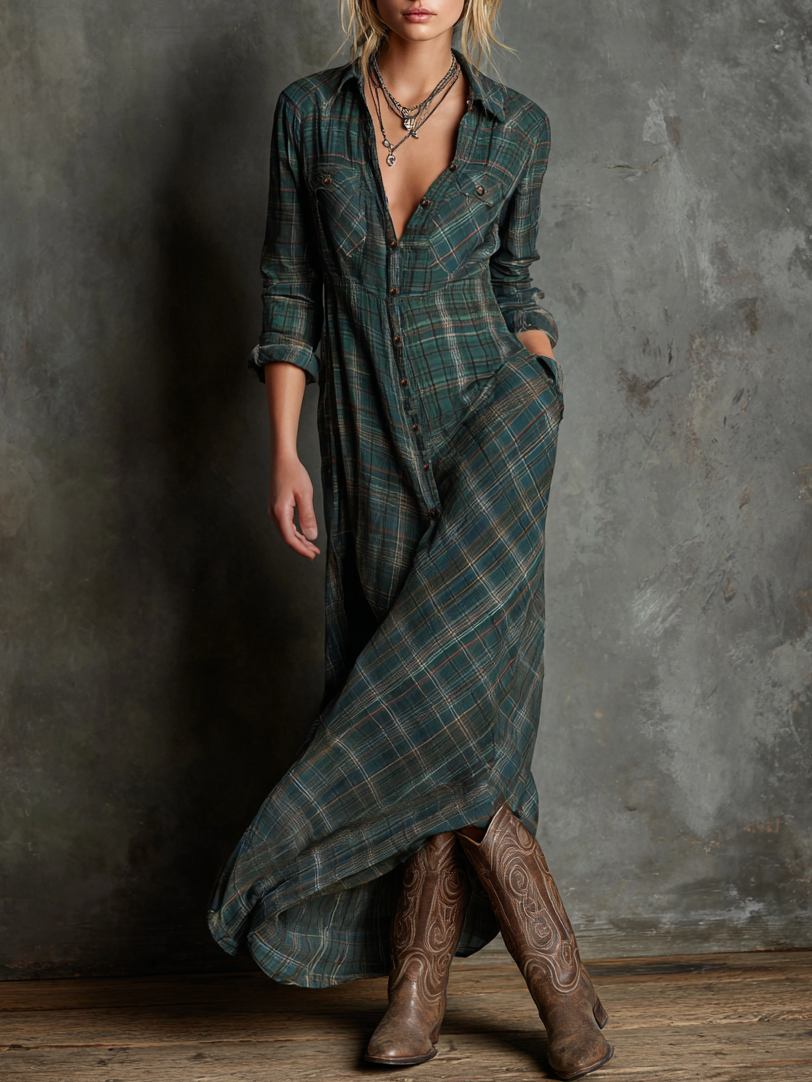 Lenoir™ | Maxi robe à rayures avec col