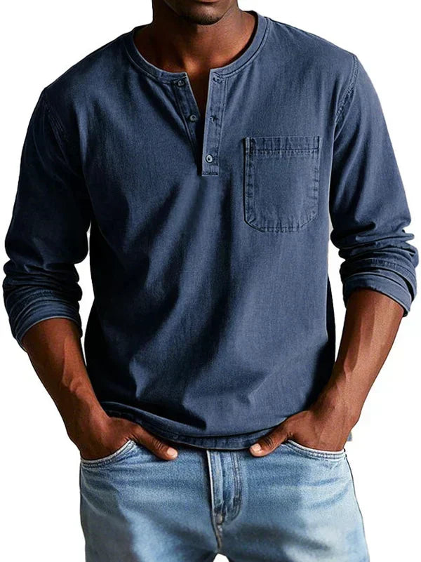 Cazel | T-shirt Henley décontracté à manches longues
