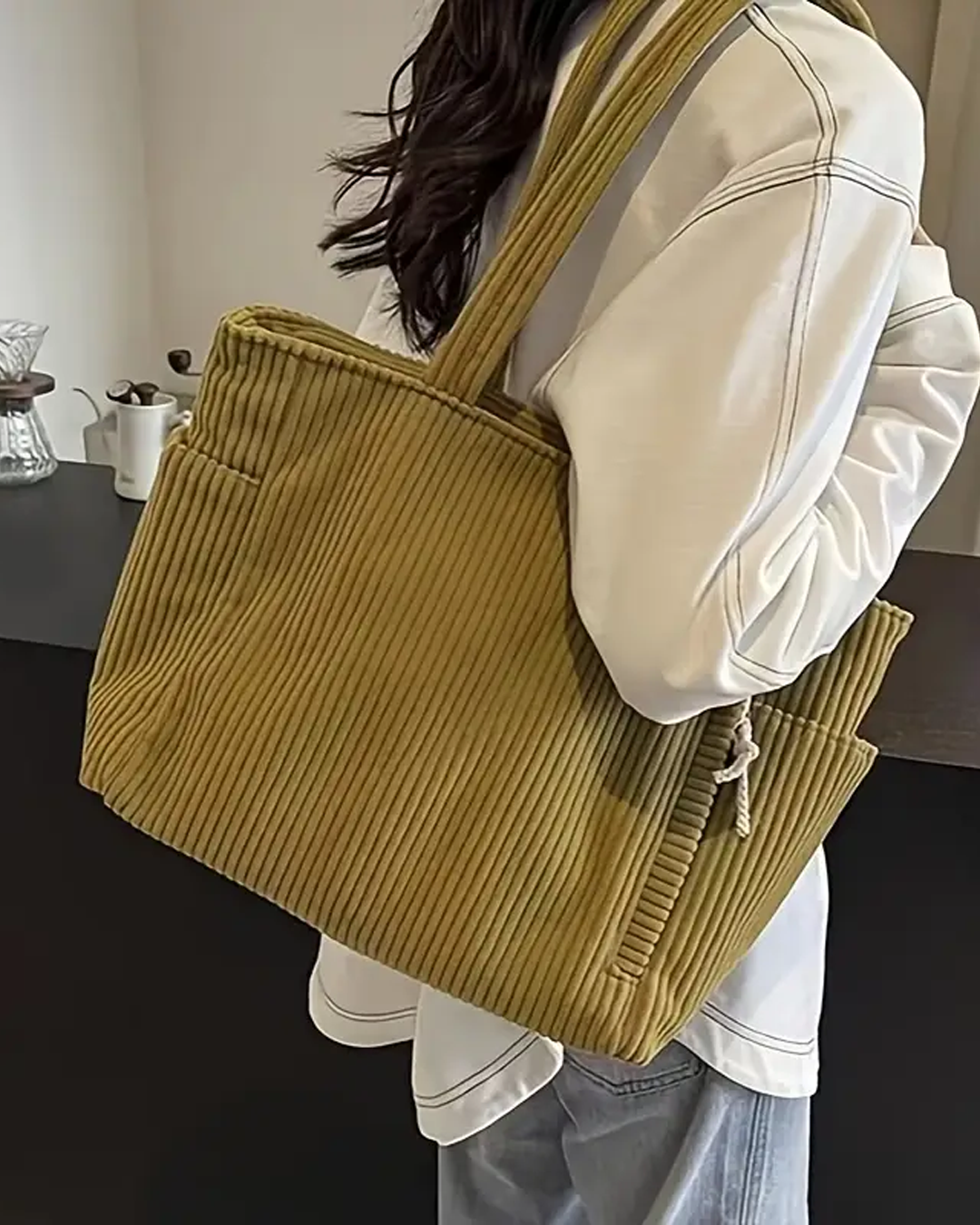 Lenoir™ | Sac cabas côtelé avec cordon de serrage