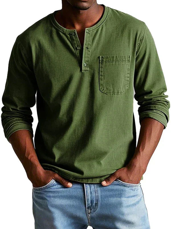Cazel | T-shirt Henley décontracté à manches longues