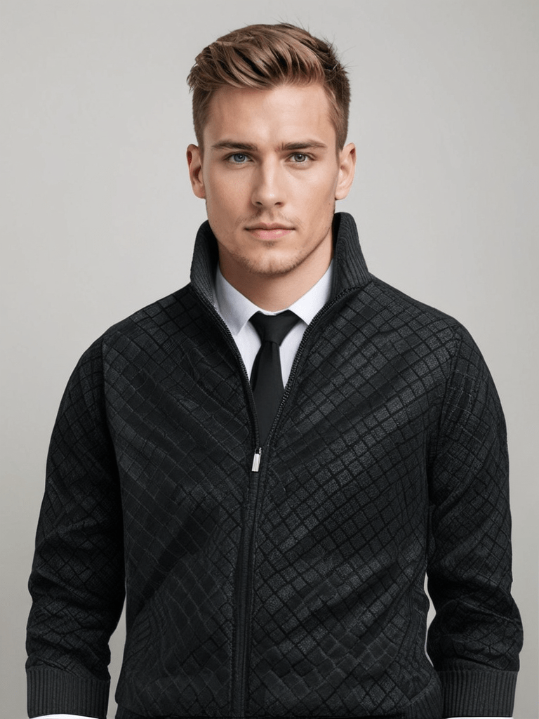 Cazel | Cardigan pour homme en maille avec zip et col montant