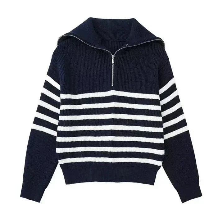 Cazel | Pull zippé rayé