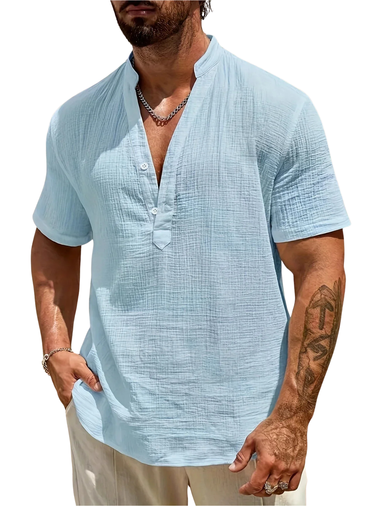 Cazel | Chemise d’été élégante à col montant