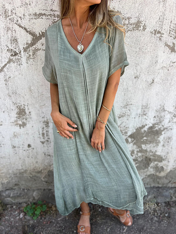 Naia™ – Robe en V en coton et lin