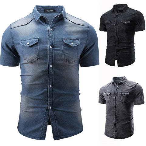 Lenoir™ | Chemise en jean à manches courtes avec poche