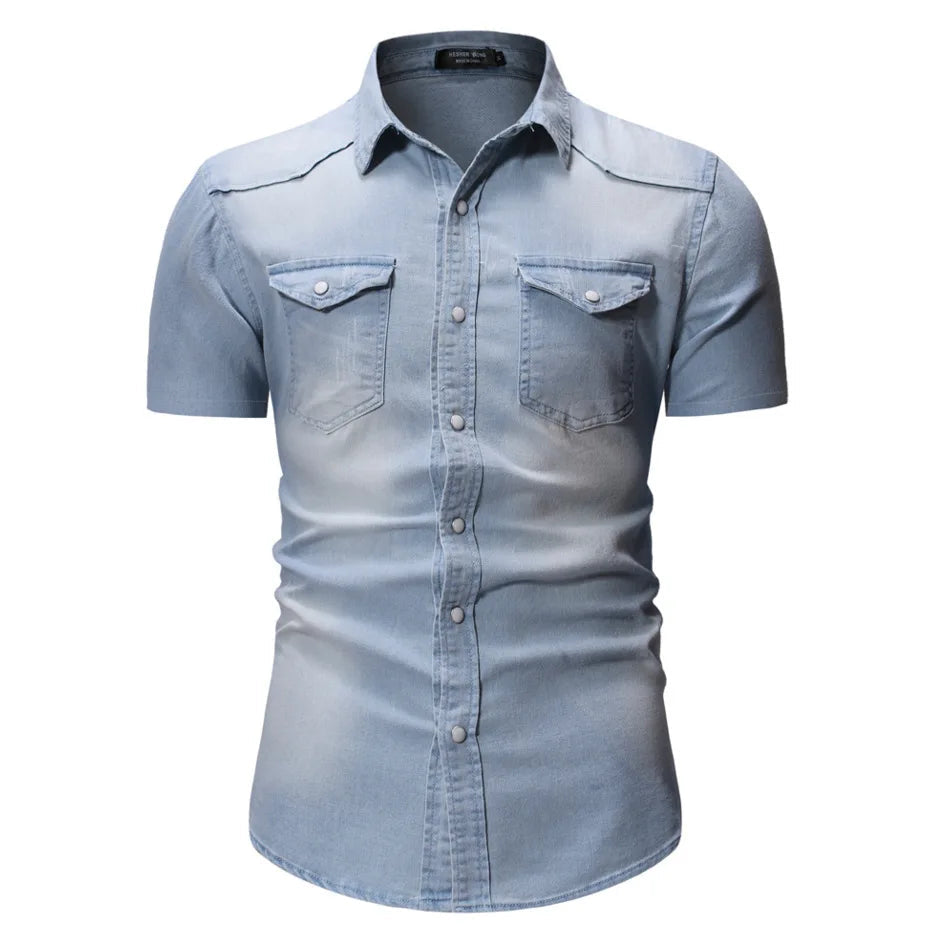 Lenoir™ | Chemise en jean à manches courtes avec poche