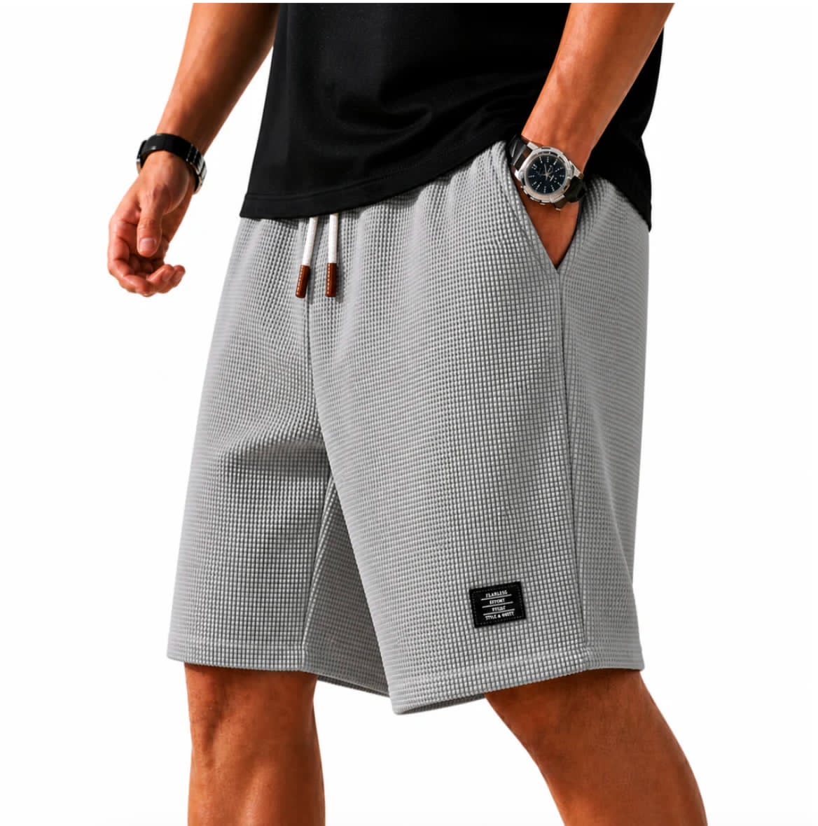 Bermuda Waffle Knit Capri Shorts in grey