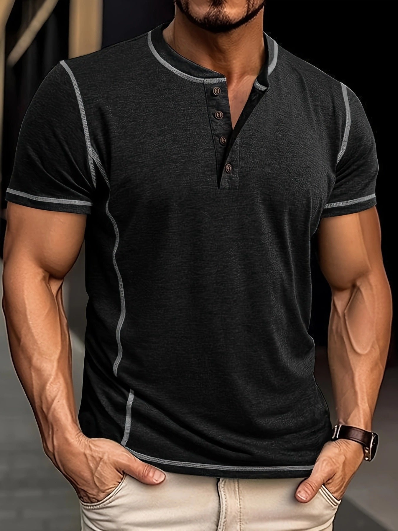 Lenoir™ | T-shirt à manches courtes boutonné