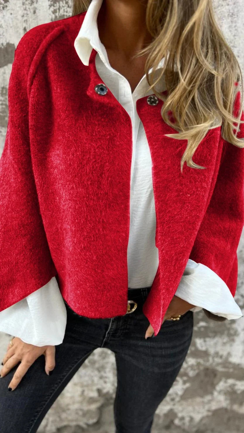 Lenoir™ | Manteau en Laine avec Col Rond et Manches Longues