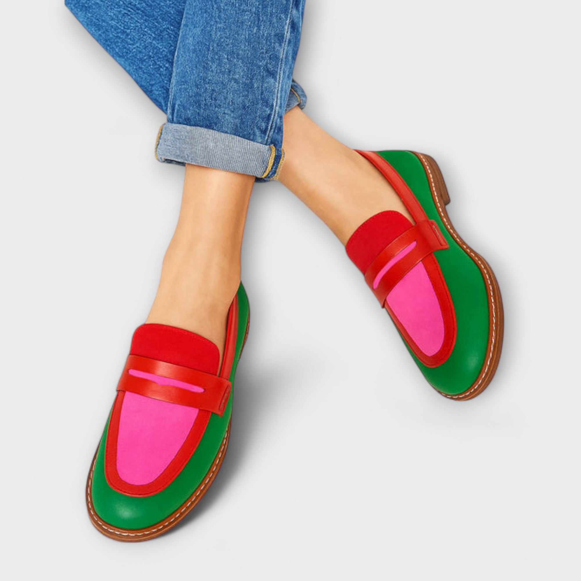 Lenoir™ | Mocassins en Bloc de Couleur de Style Décontracté