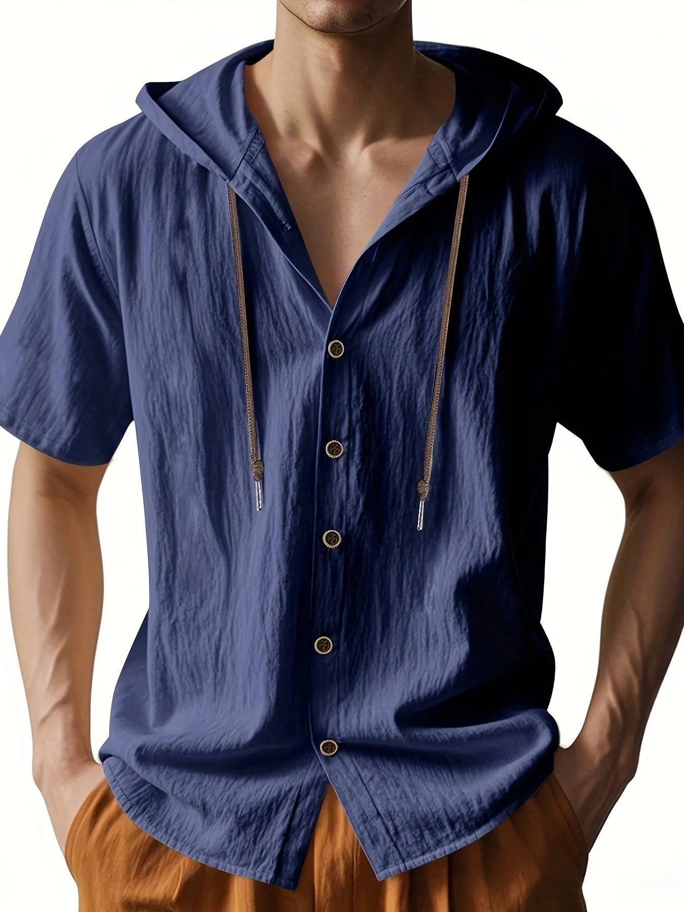Lenoir™ | Chemise légère en lin à manches courtes avec capuche