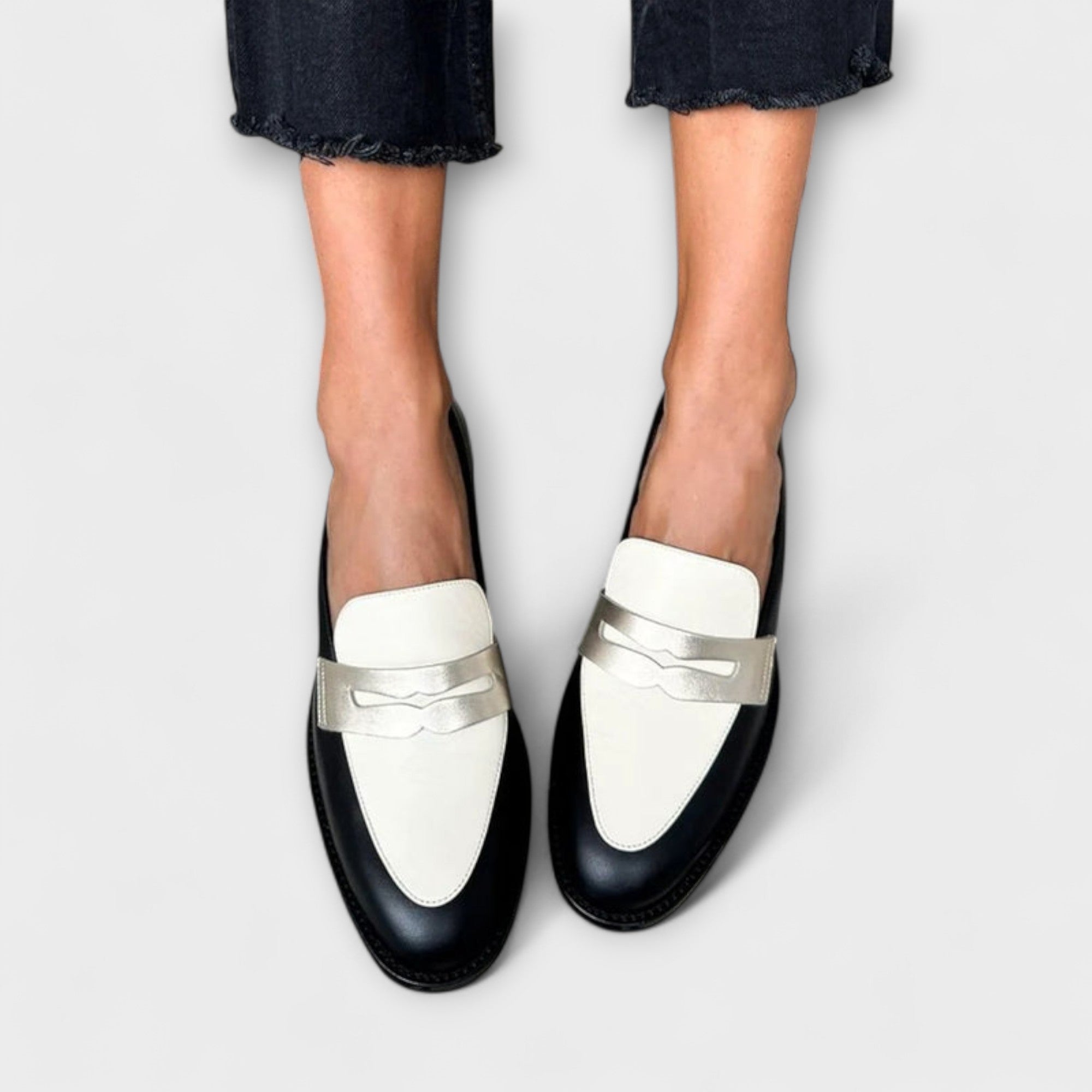 Lenoir™ | Mocassins Noirs avec Brillance Métallique