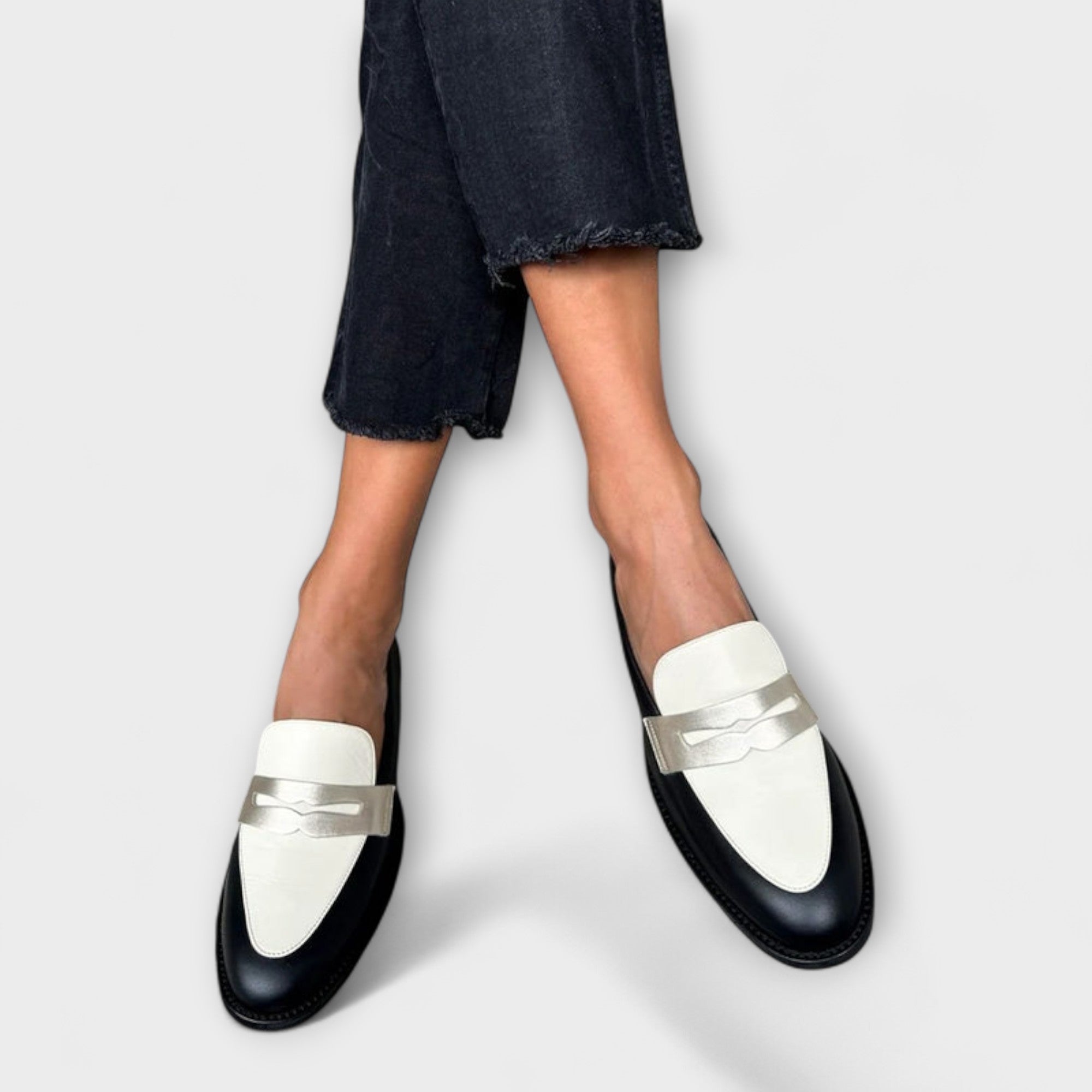 Lenoir™ | Mocassins Noirs avec Brillance Métallique