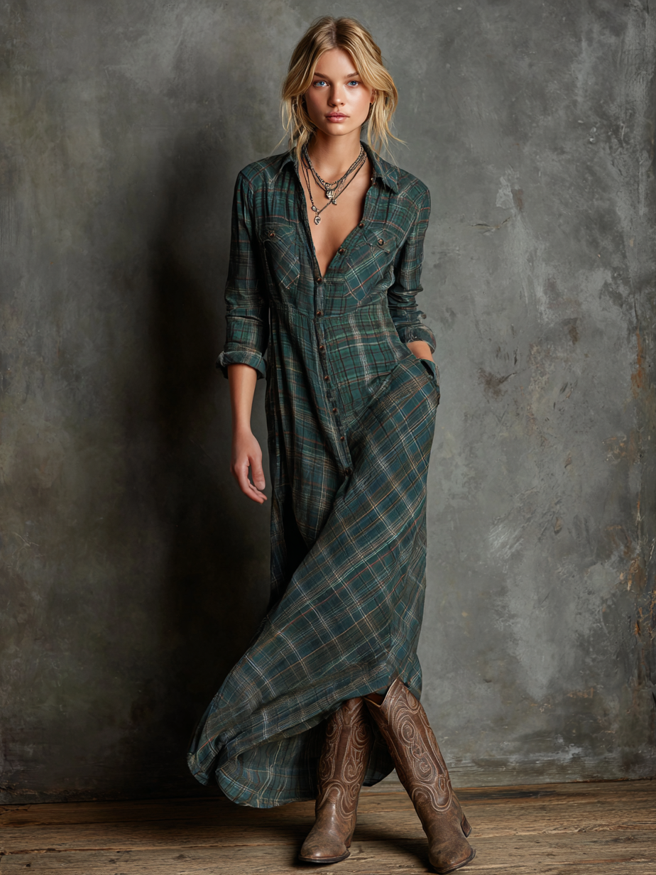 Lenoir™ | Maxi robe à rayures avec col
