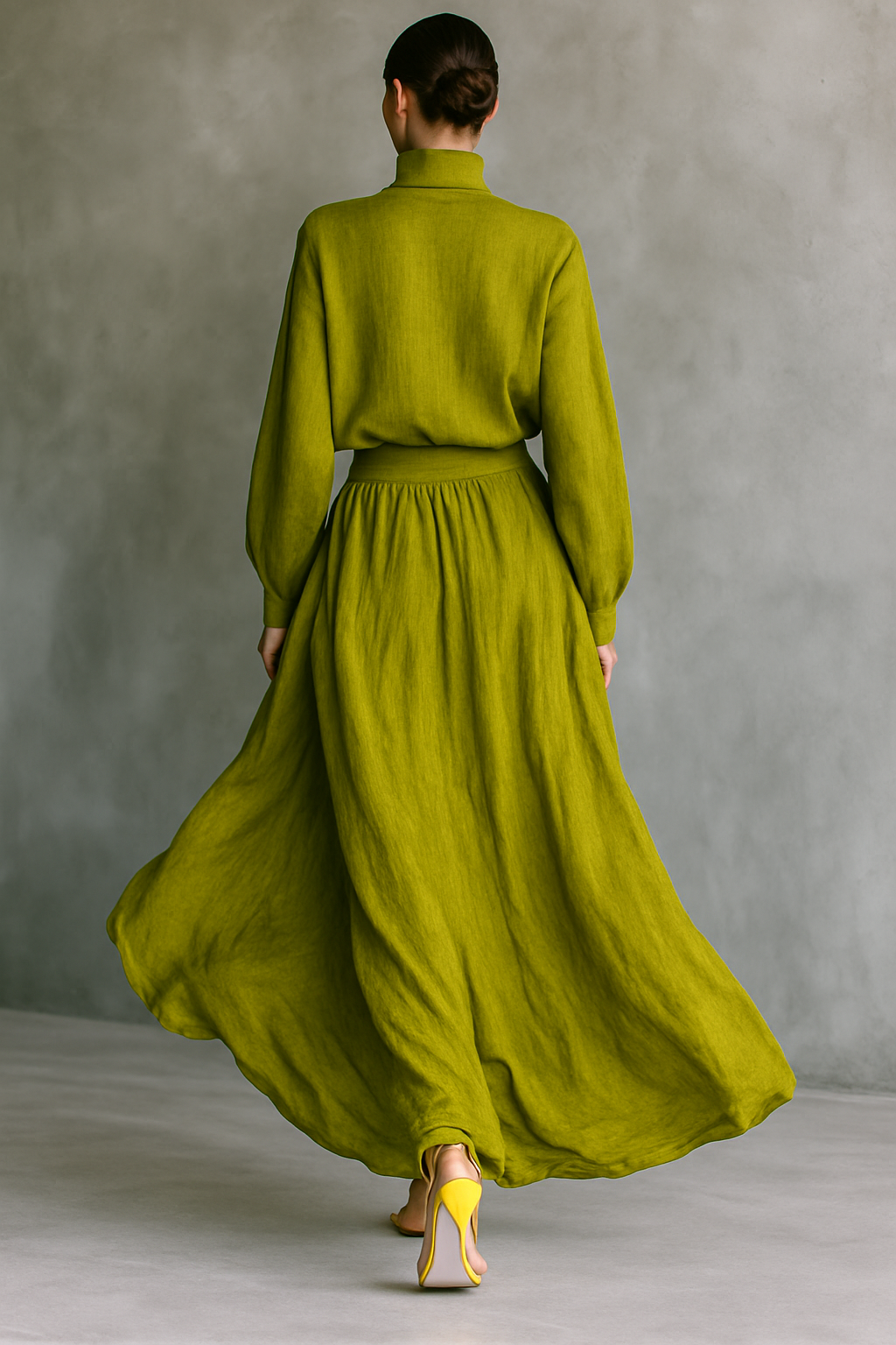 Lenoir™ | Ensemble féminin vert en mélange de coton et de lin