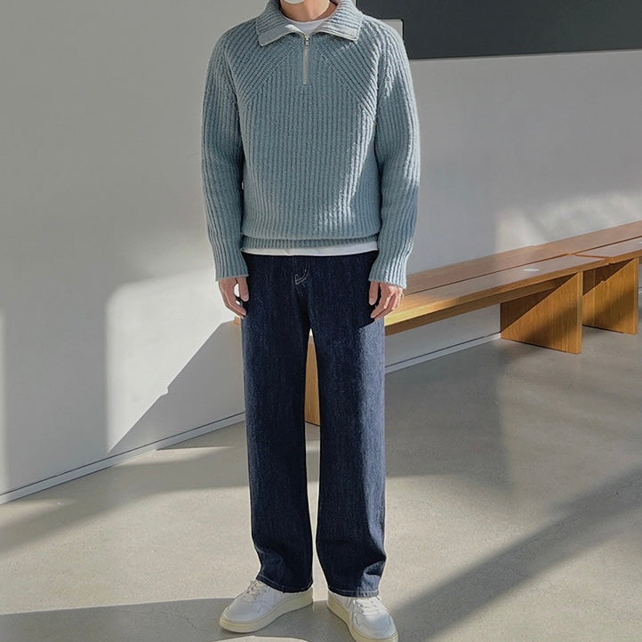 Cazel | Pull Azure à quart de zip
