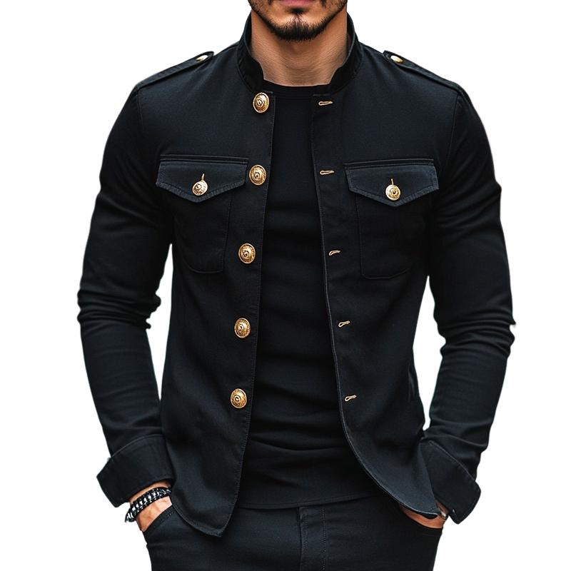 Lenoir™ | Veste vintage décontractée à col montant et boutons pour homme