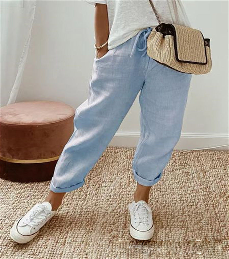 Sandrine | Pantalon élégant en coton-lin 1+1 GRATUIT
