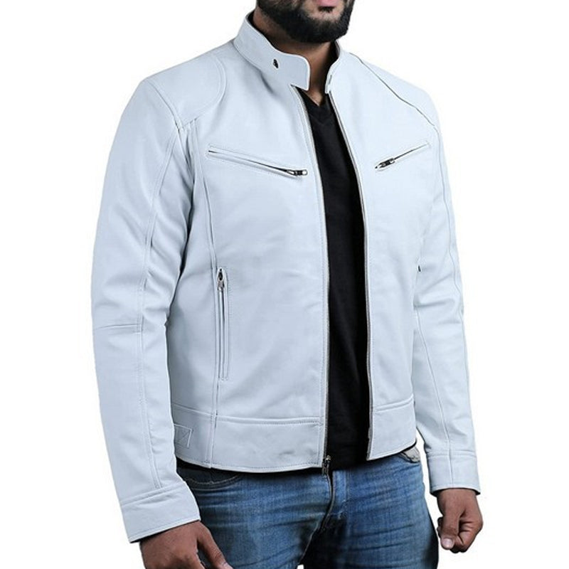 Cazel | Veste en cuir à col montant avec fermeture éclair