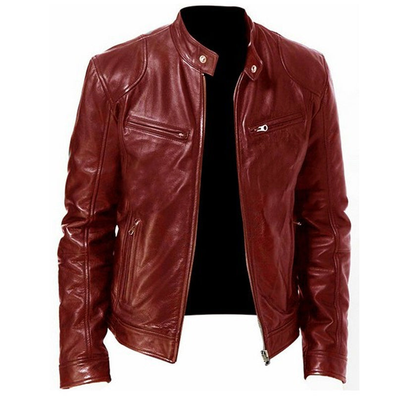 Cazel | Veste en cuir à col montant avec fermeture éclair